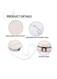 YONBEN Canvas Small Crossbody Bags For Women Circle Purse Shoulder Round Bag (Black)  - Image 3