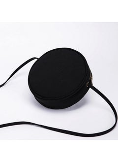 YONBEN Canvas Small Crossbody Bags For Women Circle Purse Shoulder Round Bag (Black)  - Image 5
