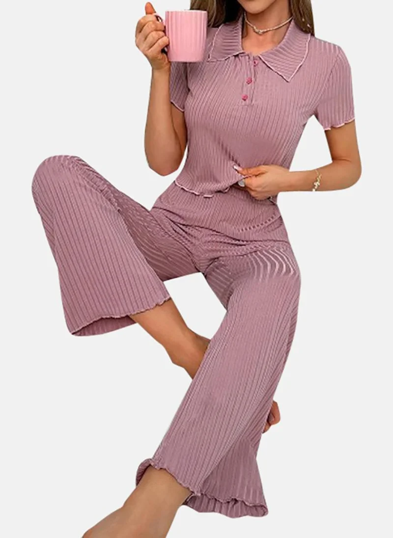 يونيكي Purple Solid Pyjamas & Tshirt