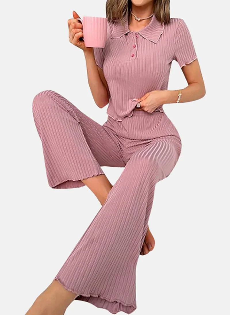يونيكي Purple Solid Pyjamas & Tshirt