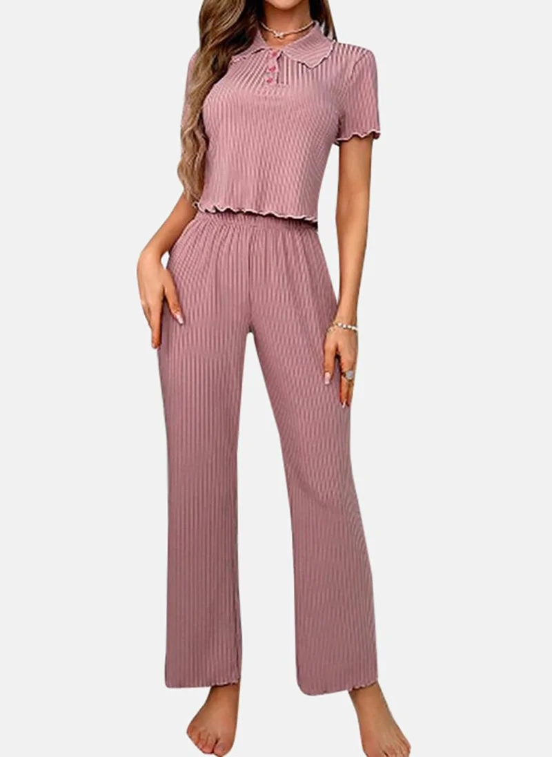 YUNIQEE Purple Solid Pyjamas & Tshirt