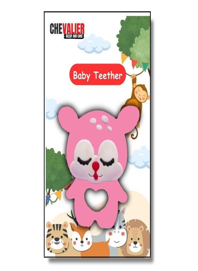 CHEVALIER Soft Silicone Rubber Teether for Baby | Teething Toys for Babies Silicone teether for 6 to 12 Months | 3-6 Months, Cat, Pink - Image 1
