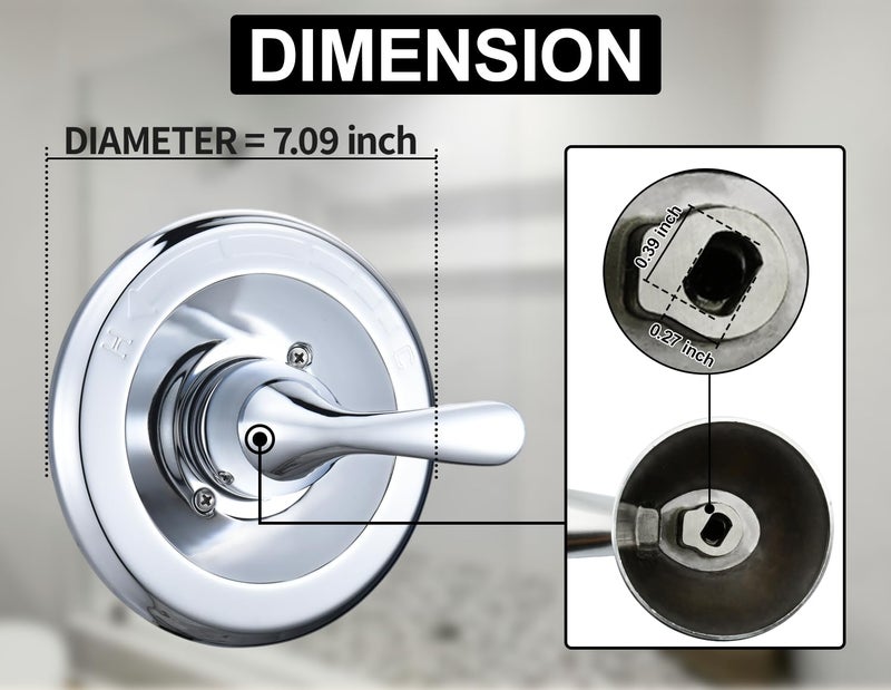 Merdicment T13020 Chrome Replacement for Delta Classic 13/14 Series Single-Function Handle Trim Kit,Fit for Delta Shower Rough-in Valve R10000 Series (RP46074 Cartridge Included) - Image 2