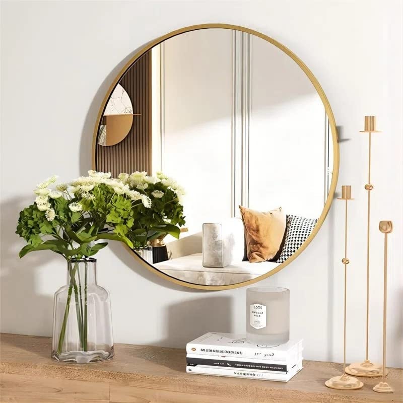 RIZIK STORE® Iron Metal Decorative Round Wall Mirror with Hook – HD Clear Glass, Wall Mounted for Bedroom, Living Room, Wash Basin, Vanity, Makeup & Bathroom - Image 3