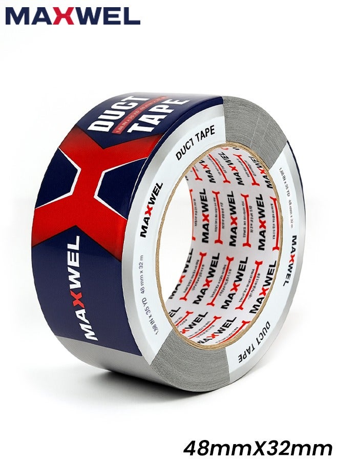 ماكسويل شريط لاصق قماشي شديد التحمل (Duct Tape) — 48 مم × 32 م — شريط إصلاح قوي الالتصاق ومقاوم للماء، متعدد الأغراض: لإصلاح الأنابيب، والتغليف، والإحكام، وأعمال الإصلاح المنزلية (DIY)، ومناسب للاستخدام الداخلي والخارجي. - Image 2