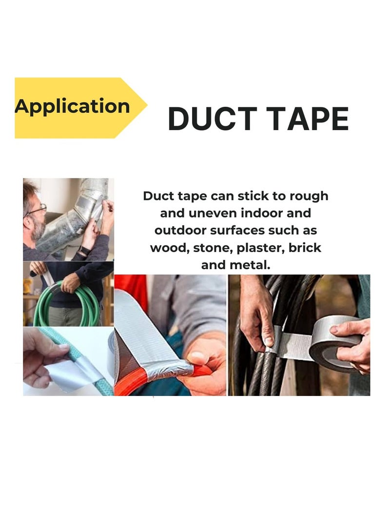 ماكسويل شريط لاصق قماشي شديد التحمل (Duct Tape) — 48 مم × 32 م — شريط إصلاح قوي الالتصاق ومقاوم للماء، متعدد الأغراض: لإصلاح الأنابيب، والتغليف، والإحكام، وأعمال الإصلاح المنزلية (DIY)، ومناسب للاستخدام الداخلي والخارجي. - Image 3
