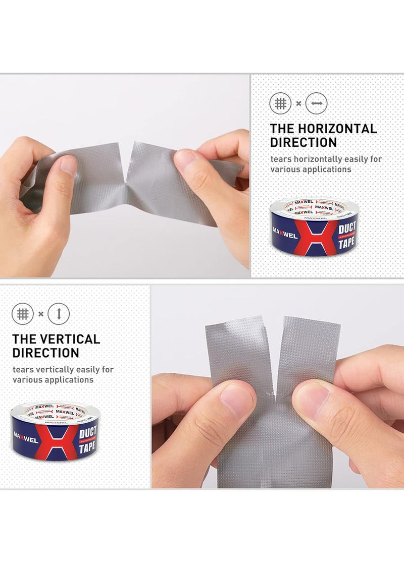 ماكسويل شريط لاصق قماشي شديد التحمل (Duct Tape) — 48 مم × 32 م — شريط إصلاح قوي الالتصاق ومقاوم للماء، متعدد الأغراض: لإصلاح الأنابيب، والتغليف، والإحكام، وأعمال الإصلاح المنزلية (DIY)، ومناسب للاستخدام الداخلي والخارجي. - Image 4