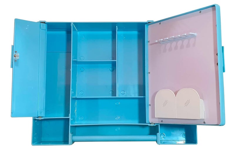 PGen PGen Size 18 x 14 x 4 Inches Medium Multiuse Virgin Plastic Triple Door Storage Sturdy Mirror Cabinet for Kitchen Bathroom Makeup Beauty Toiletries and Medicines Pulse Blue  - Image 4