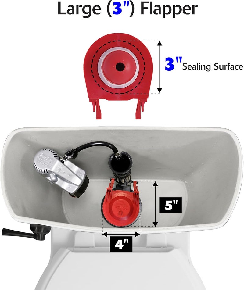 Korky Korky 3060BP Large 3Inch Premium Toilet Flapper Long Lasting RubberEasy to InstallMade in USA Red - Image 4