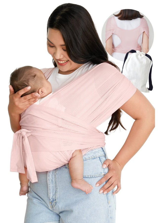 Baby Wrap Carrier for Newborn, Hassle-Free Moisture Wicking and Breathable Infant Sling,  for Newborn Babies to 44 lbs Toddlers (Pink, L) - Image 1