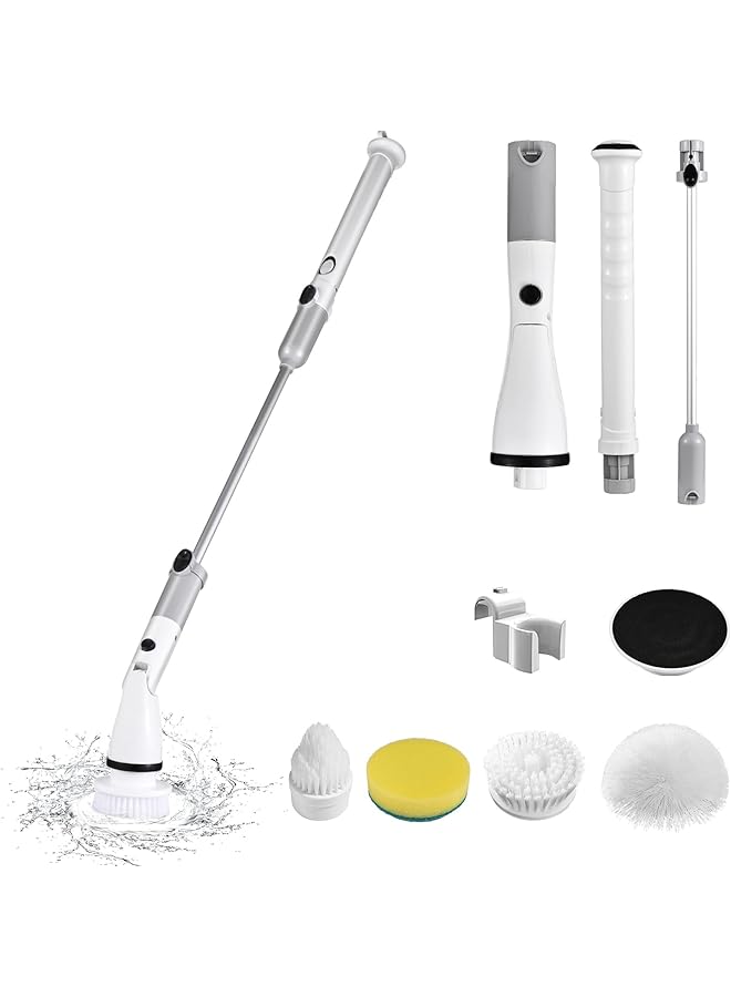 PROMASS promass Electric Spin Scrubber Cordless Handheld Cleaning Brush Scrubbing Brush with Adjustable Extension Handle 4 Brush Heads 4000mAH Battery for Kitchen Bathroom Wall Window Floor  - Image 1