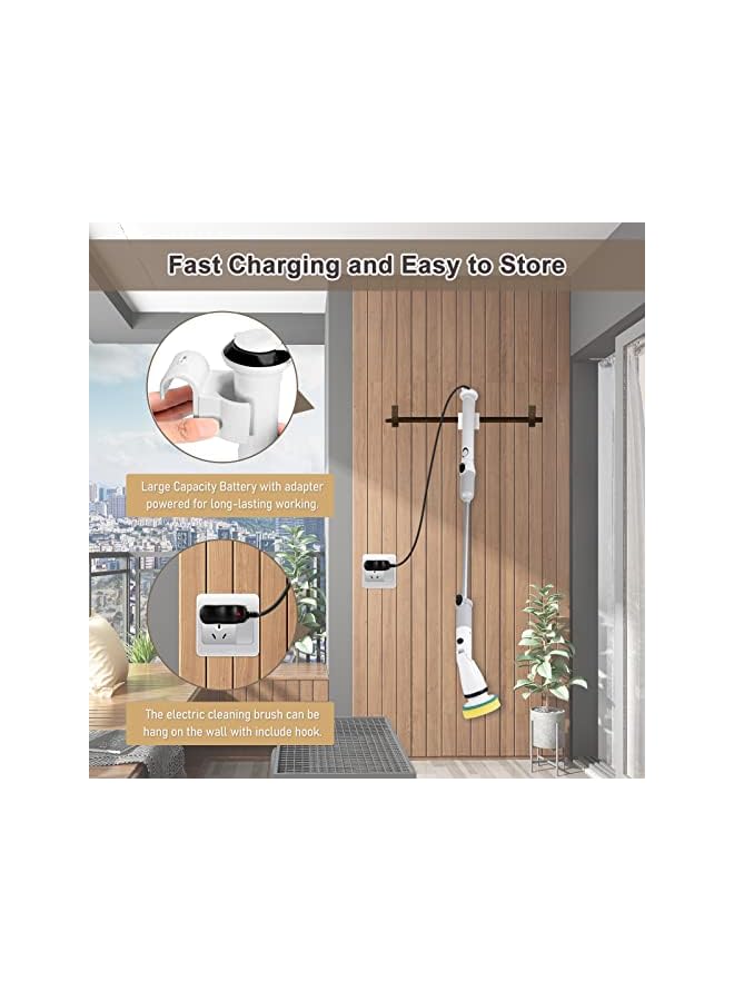 PROMASS promass Electric Spin Scrubber Cordless Handheld Cleaning Brush Scrubbing Brush with Adjustable Extension Handle 4 Brush Heads 4000mAH Battery for Kitchen Bathroom Wall Window Floor  - Image 2