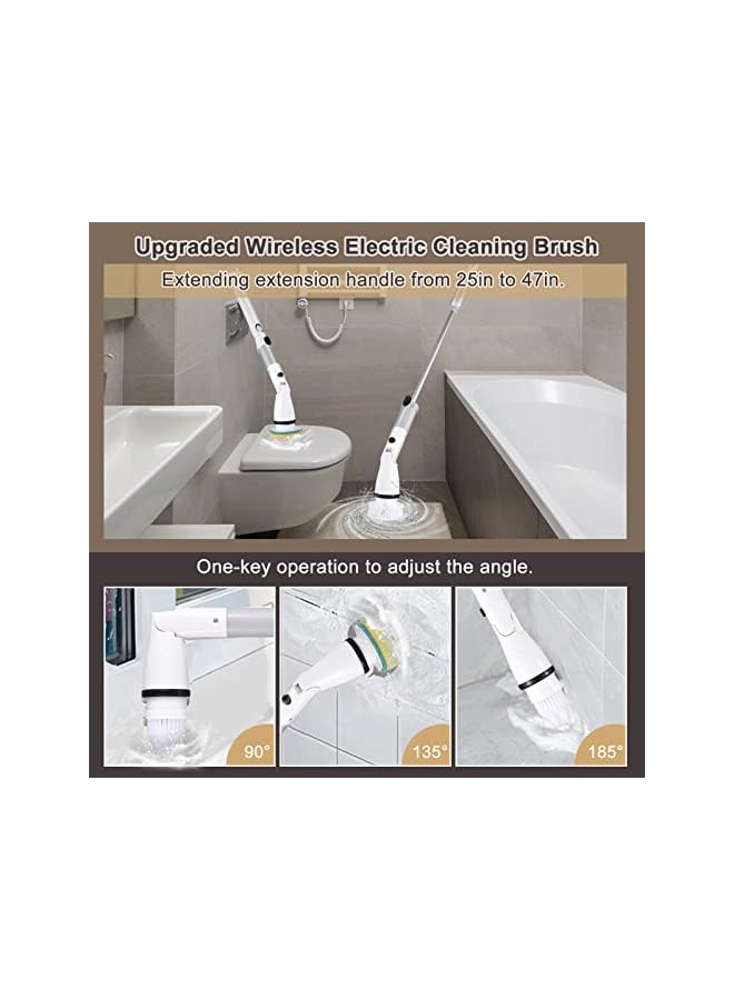 PROMASS promass Electric Spin Scrubber Cordless Handheld Cleaning Brush Scrubbing Brush with Adjustable Extension Handle 4 Brush Heads 4000mAH Battery for Kitchen Bathroom Wall Window Floor  - Image 5