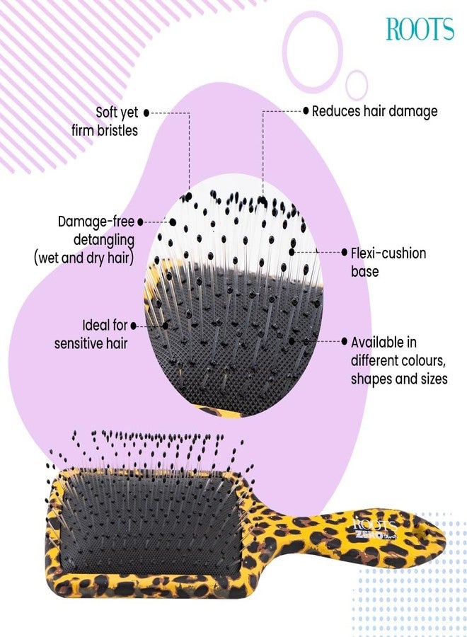 ROOTS Zero Tangle Paddle Hair Brush | Flexi Cushion Base | Soft yet Firm Bristles | Damage-Free Detangling on Sensitive/Wet/Dry Hair | For Men & Women | Length - 8.5 Inch, Model No - RZTM-AN - Image 4