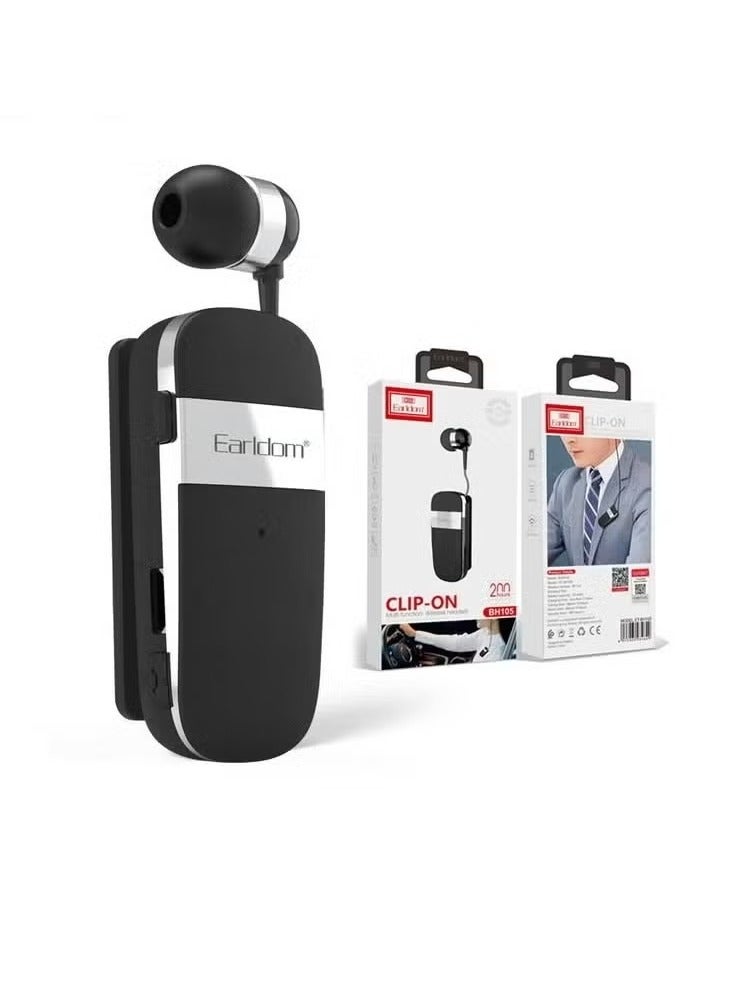 Earldom Clip-On Wireless Earphones, Black - ET-BH105 - Image 2