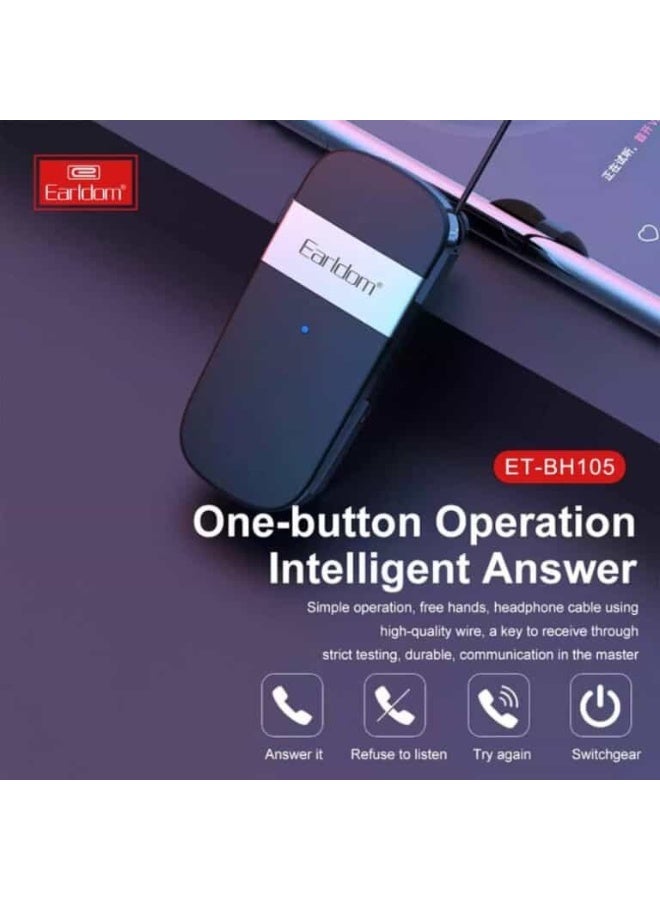 Earldom Clip-On Wireless Earphones, Black - ET-BH105 - Image 3