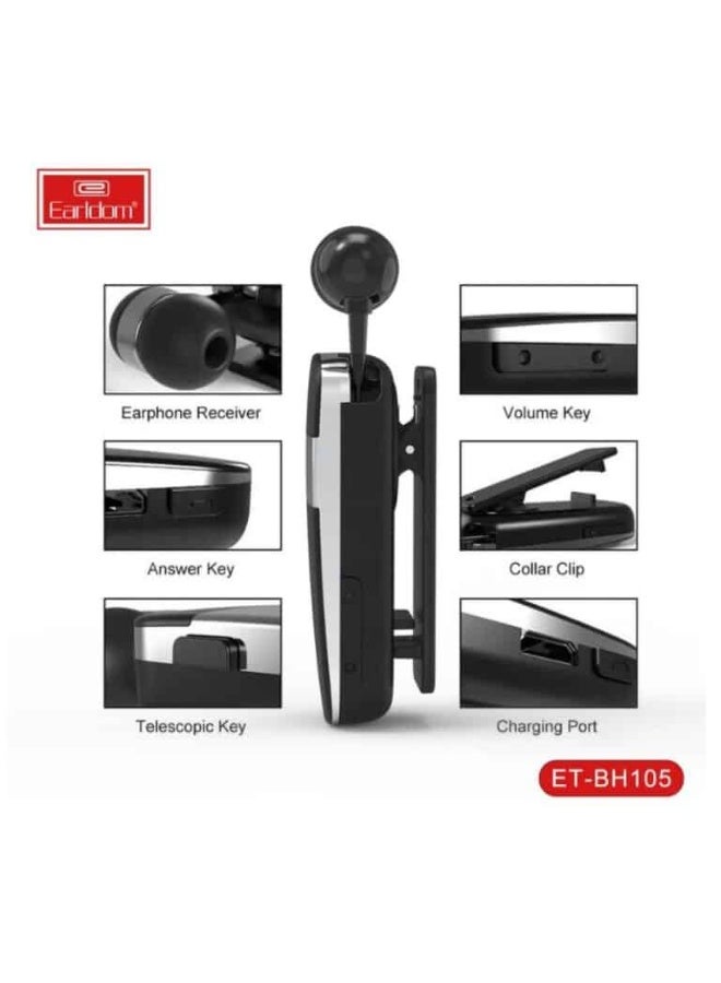 Earldom Clip-On Wireless Earphones, Black - ET-BH105 - Image 2