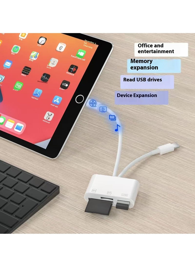قارئ بطاقات SD 3 في 2 لأجهزة iPhone/iPad/USB-C - محول بطاقات ذاكرة عالي السرعة مع فتحات SD/TF مزدوجة، وقارئ بطاقات كاميرا سهل الاستخدام للهواتف الذكية والأجهزة اللوحية - Image 4