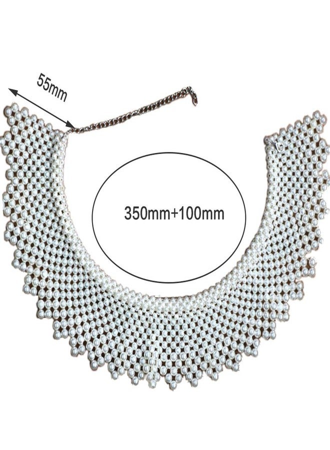 Zthread Faux Pearl Fals Collar Bib Collar Necklace Chocker Statement Collar Necklace Pearl White/Ivory - Image 4