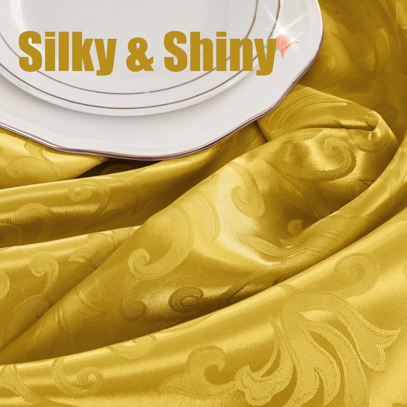 RUDONG M 2 Pack Gold Satin Table Runners 12 x 108 Inch, Long Silky Damask Table Runner Decor, Bright Smooth Jacquard Dining Table Runners for Weddings, Banquet, Parties Dinner Decoration - Image 5