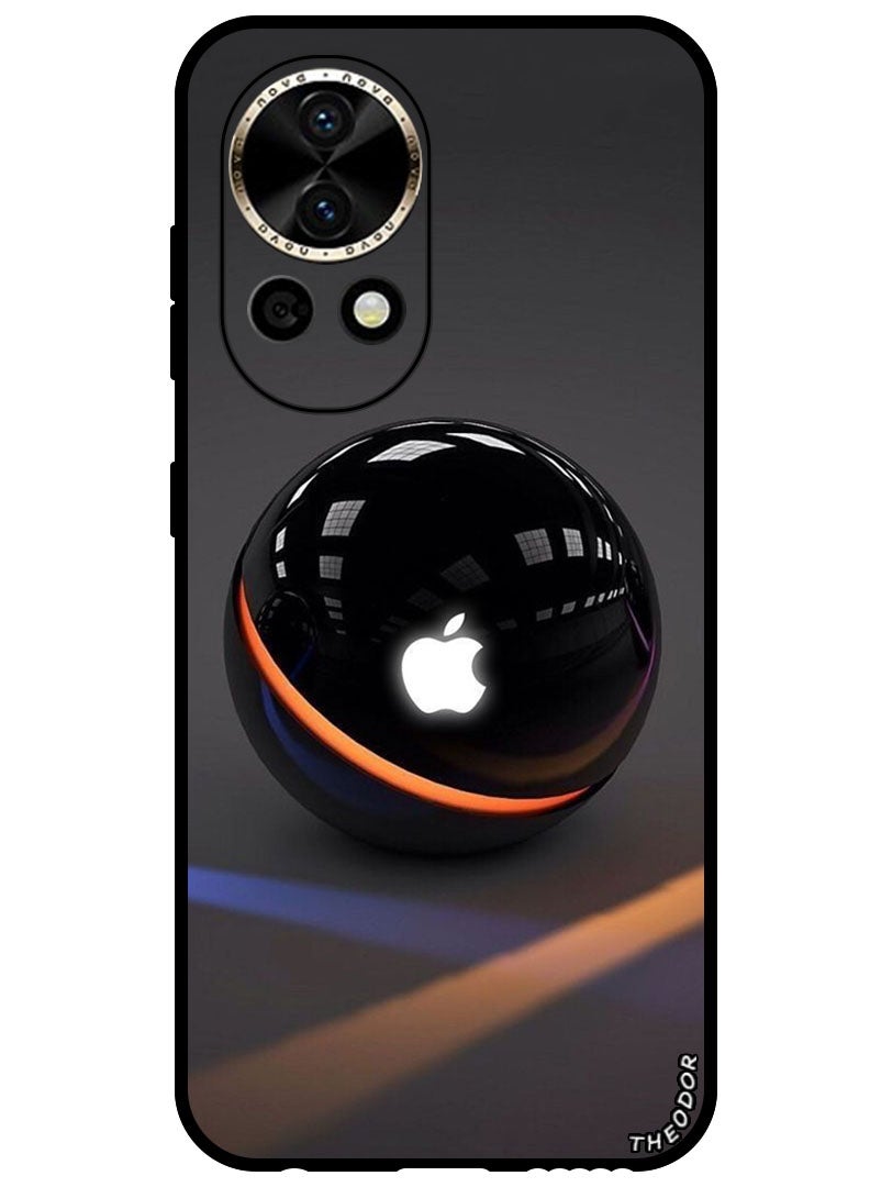 Theodor Protective Case Anti Scratch Shock Proof Bumper Cover For Huawei Nova 12 Ultra Apple Logo on Black Ball - Image 1