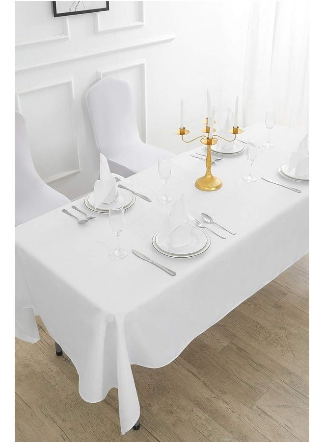 Bliss Casa Bliss Casa 100% Cotton Rectangular Tablecloth - Table Covers for Catering Events, Dinner Parties, Weddings, Buffet Table or Home Dining, Washable Table Cloth White  - Image 2