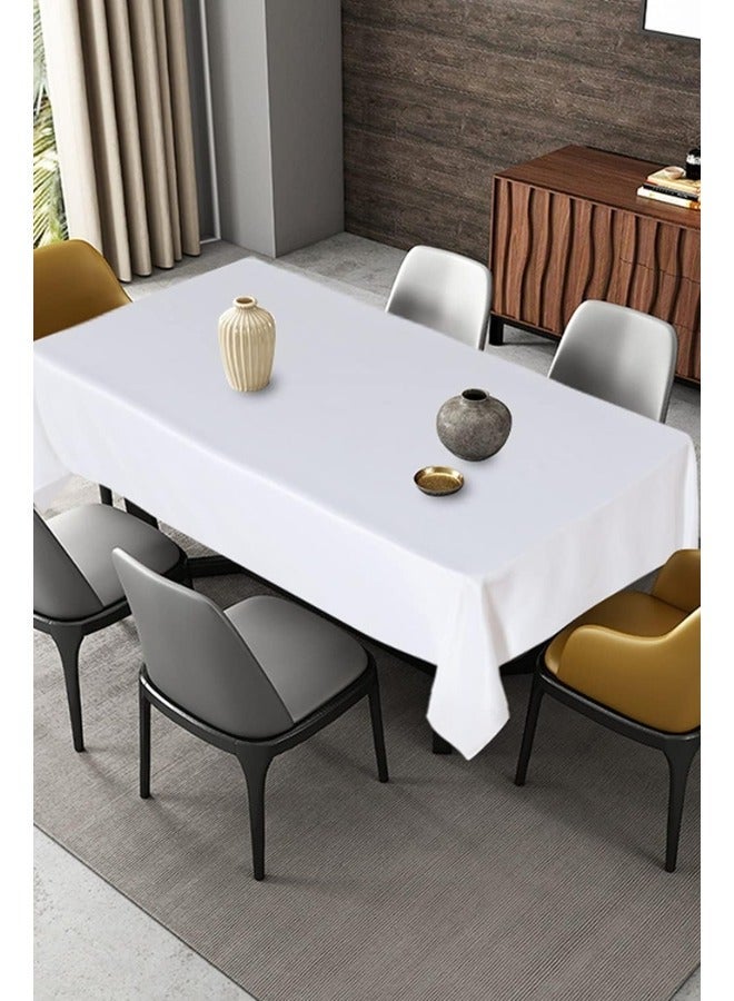 Bliss Casa 100% Cotton Rectangular Tablecloth - Table Covers for Catering Events, Dinner Parties, Weddings, Buffet Table or Home Dining, Washable Table Cloth White