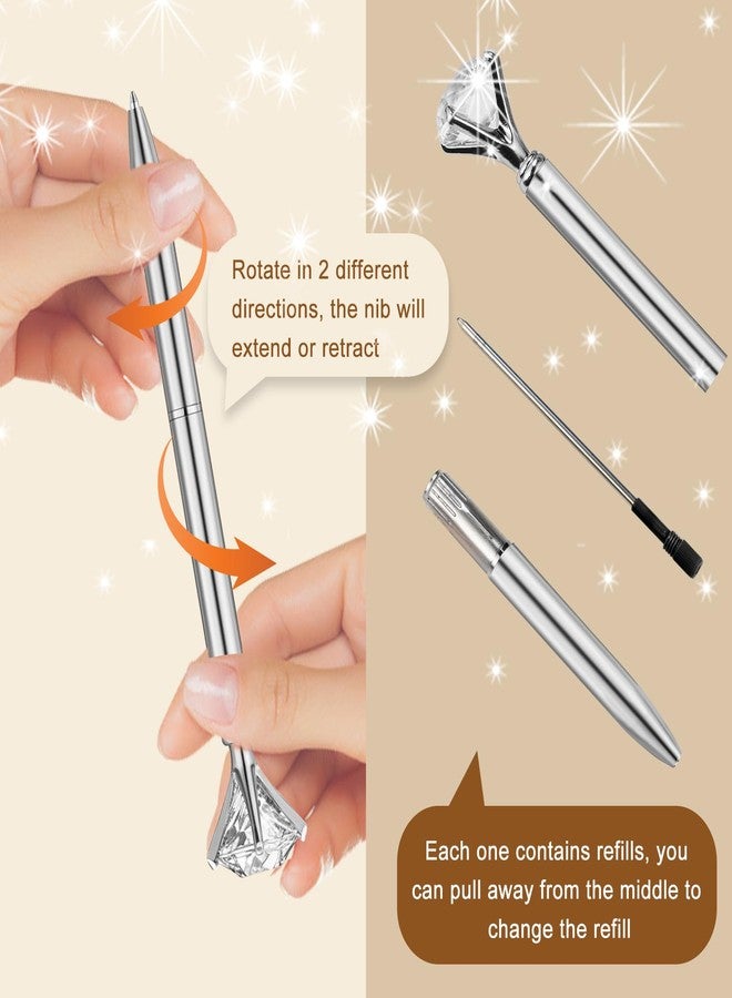 EVNEED 50pcs Big Diamond Pens,Bridal Shower Pen with Black Ink Cute Ballpoint Pen Beautiful Wedding Pens for Bridal Shower Wedding Party Office School,Christmas Small gifts - Image 3