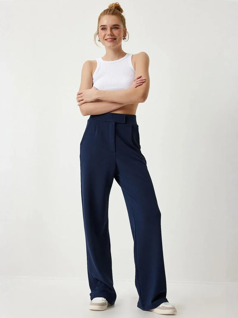 Lovely Istanbul ISTANBUL High Waist Textured Palazzo Pants