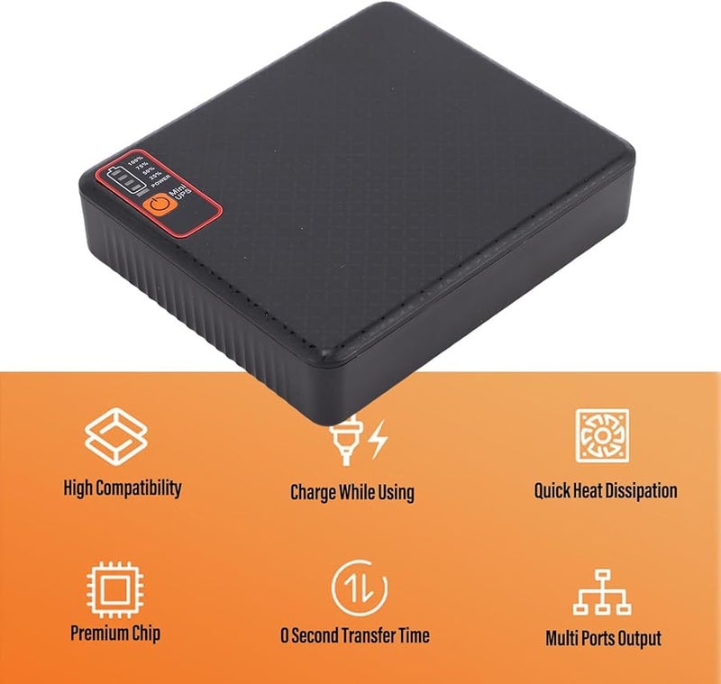 Eujgoov 12000mAh UPS Backup Power Supply 18W with Type C USB Ports for Router Modem US Plug - Image 5