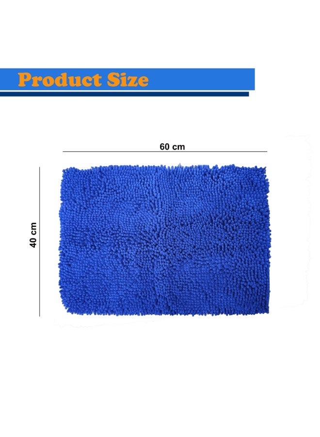 Home Smart Loom Bathmat Soft and Anti Slip Bathmat Premium Quality Quick Dry Machine Washable Bath Mat 60x40 cm Blue. - Image 2