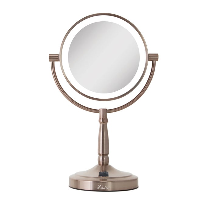 9 ROUND LED MAKEUP MIRROR WITH LIGHTS AND MAGNIFICATION 510X1X AA BATTERY OPERATED SWIVEL LIGHTED MAKEUP MIRROR