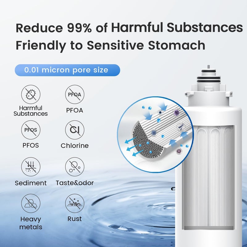 Waterdrop نظام فلترة المياه تحت الحوض Waterdrop TSU 0.01Î¼m بتقنية الترشيح الفائق، فلترة مياه تحت الحوض بدون خزان من 3 مراحل مع صنبور، لوحة ذكية، لا يقلل من TDS (ð™‰ð™Šð™ ð™ð™Š)، يتطلب حفر - Image 4