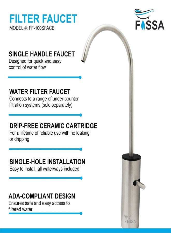 Fossa Opera J Bend RO Tap Kitchen Water Filter Faucet, 100% Lead-Free Drinking Water Faucet Stainless Steel Brushed Nickel Finish (Silver) - Image 3