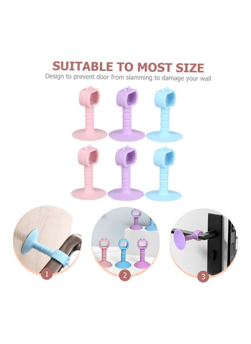 Generic 6pcs Silicone Door Stopper Gate Hold-Open Door Catch Child Proof Door Handle Anti Collision Door Buffer Silicone Bumpers Door Suction No Punching Anti-Collision Door  - Image 3
