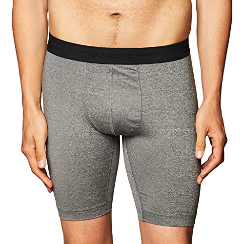 Hanes Men's Sport Performance Compression Short, Charcoal Heather/Ebony, Medium - Image 2