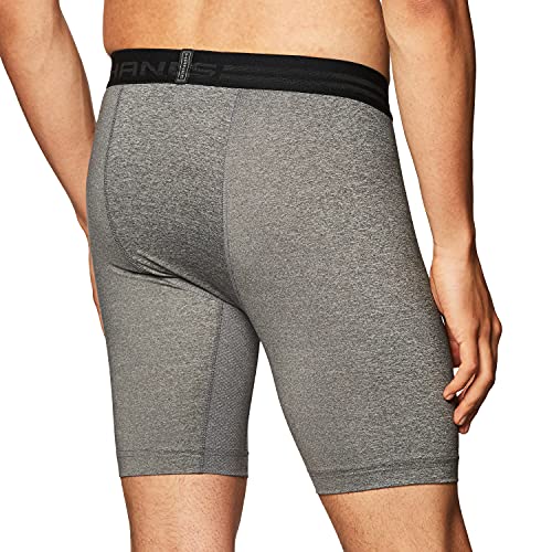 Hanes Men's Sport Performance Compression Short, Charcoal Heather/Ebony, Medium - Image 3