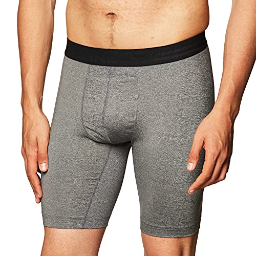 Hanes Men's Sport Performance Compression Short, Charcoal Heather/Ebony, Medium - Image 1