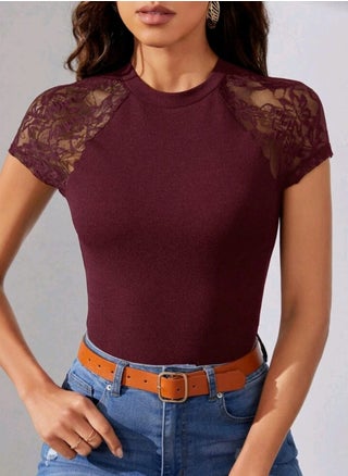 SHEIN Tall Contrast Lace Raglan Sleeve Tee - pzsku/Z69BF4EDC948ECE696F59Z/45/1742250775/a73f5562-8088-460f-b57e-ec4abd0cb237