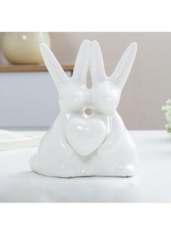 Y&D Ceramic Rabbit Wine Cabinet Decoration Light Luxury High-end Entrance Living Room TV Cabinet Ornaments Home Art Decoration-White Porcelain Love 