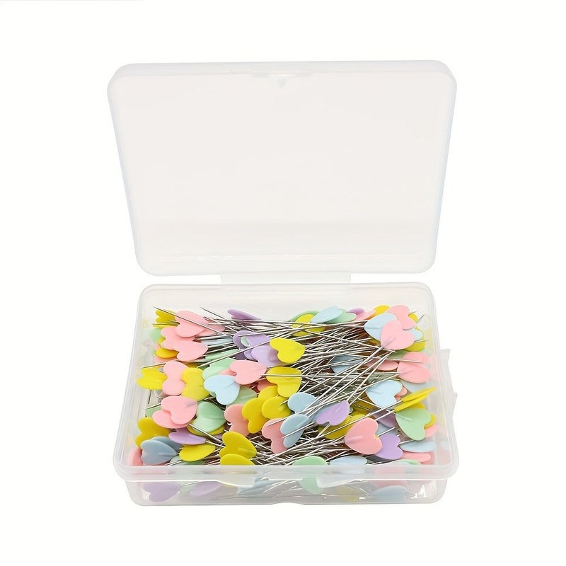 Colorful Assorted 200pcs Patchwork Heart Shaped Sewing Pins Straight Stitch Set - Image 5
