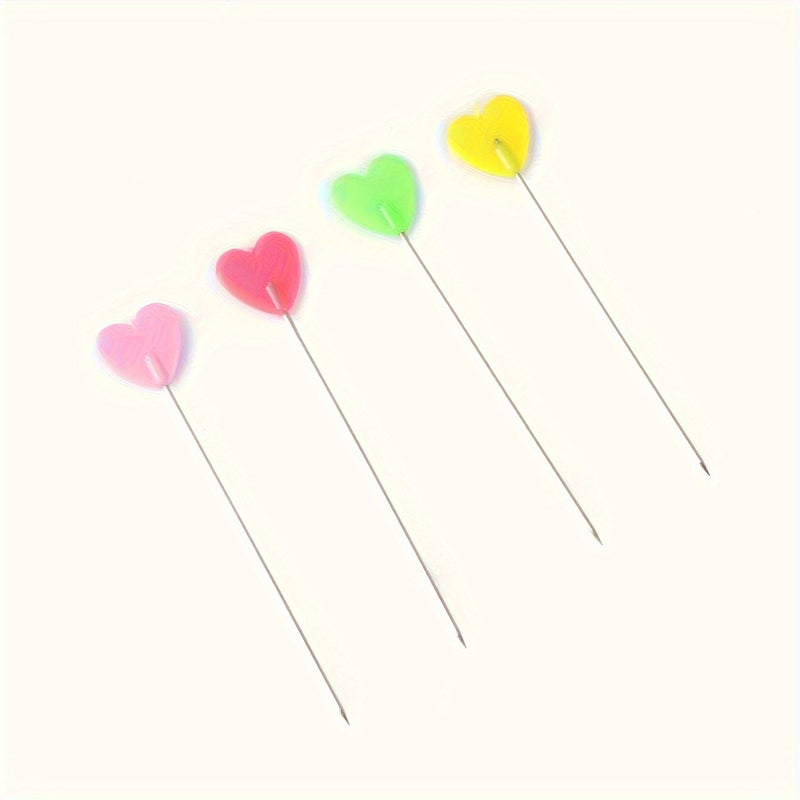 Colorful Assorted 200pcs Patchwork Heart Shaped Sewing Pins Straight Stitch Set - Image 4