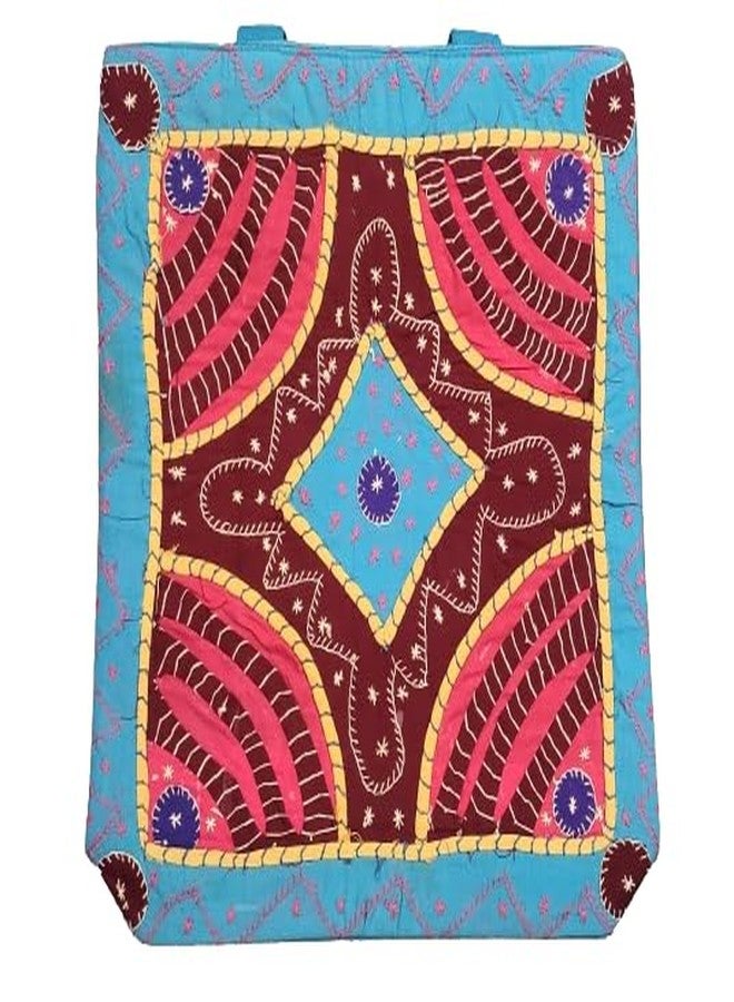 INDIACRAFT Cotton Jaipuri Handicraft Womens Sling Bag. (sky blue) - Image 4
