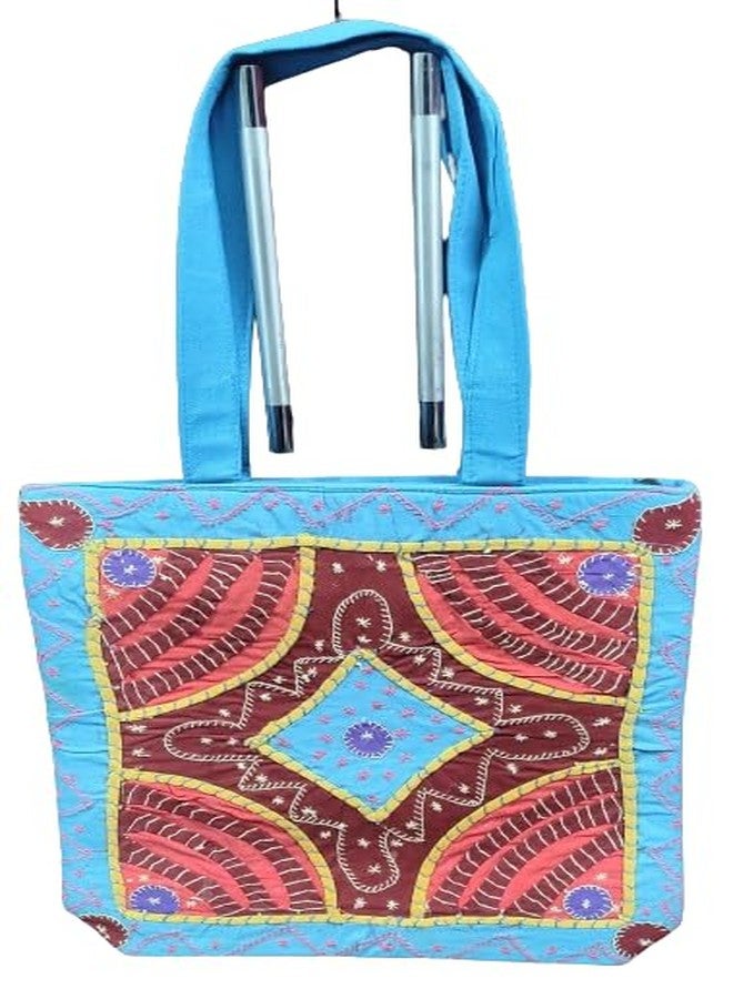 INDIACRAFT Cotton Jaipuri Handicraft Womens Sling Bag. (sky blue) - Image 2