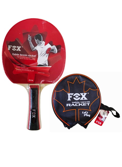 Table Tennis Racket Long Handle With Case 1-Star, Black/Red Hand