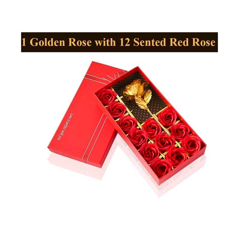 Natali Traders Surprise Gift for Girlfriend Boyfriend Scented Red Rose Flowers Love Gift Box with Keychain Valentine Day Gift - Image 2