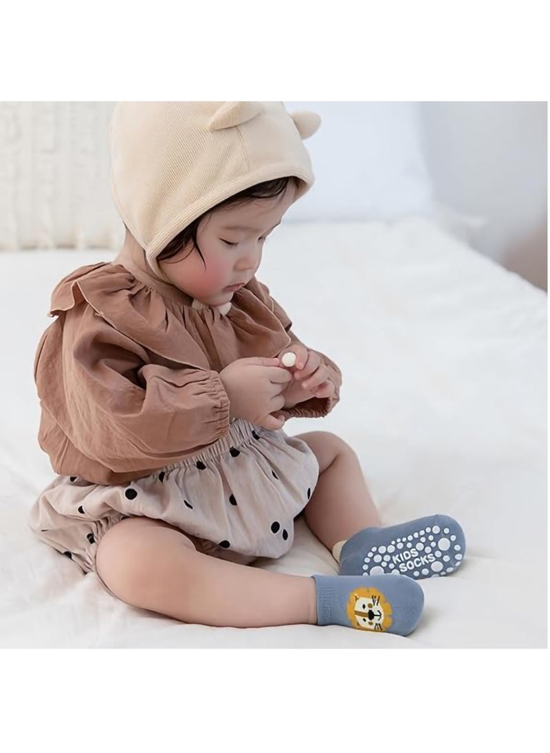 MileMelo - 6 Pairs Baby Non Slip Socks - Cute & Funny Gender Neutral Baby Shower Gift Multicolour M（Style 2） - Image 1