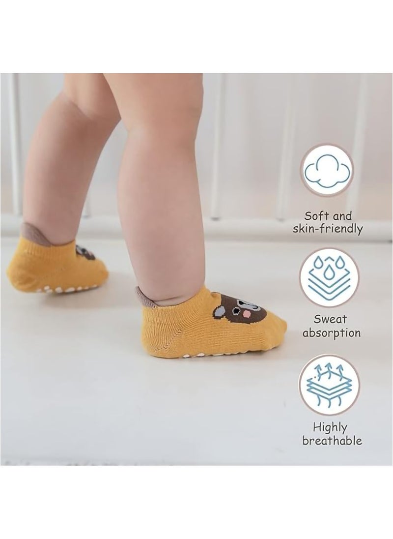 MileMelo - 6 Pairs Baby Non Slip Socks - Cute & Funny Gender Neutral Baby Shower Gift Multicolour M（Style 2） - Image 1