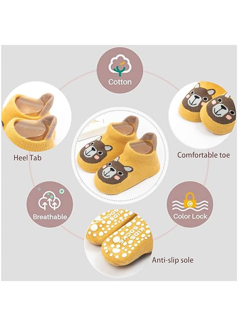 MileMelo - 6 Pairs Baby Non Slip Socks - Cute & Funny Gender Neutral Baby Shower Gift Multicolour M（Style 2） - Image 1