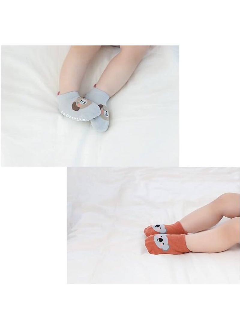 MileMelo - 6 Pairs Baby Non Slip Socks - Cute & Funny Gender Neutral Baby Shower Gift Multicolour M（Style 2） - Image 1